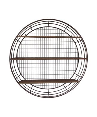 3-Tier Rustic Round Iron Wall Shelf