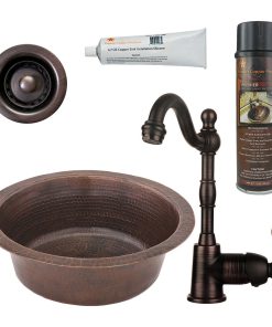 14" Round Hammered Copper Bar/Prep Sink
