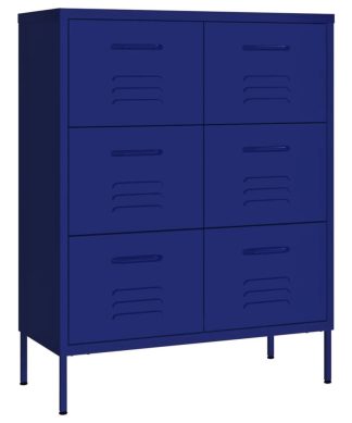vidaXL Drawer Cabinet Navy Blue Steel Sideboard Cupboard Display Cabinet