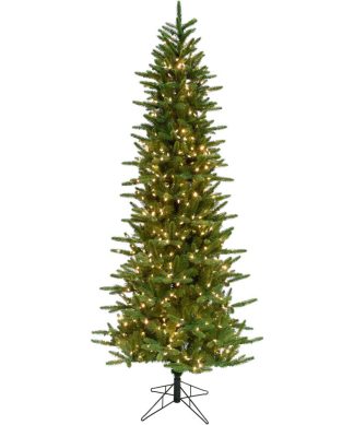 7.5' Carmel Pine Slim Artificial Christmas Tree, Smart String Lights