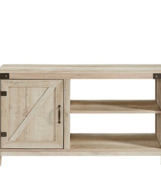 44" Rustic Farmhouse Barn Door Console, White Oak