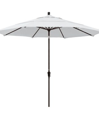 11' Bronze Auto-Tilt Crank Aluminum Umbrella, White Olefin