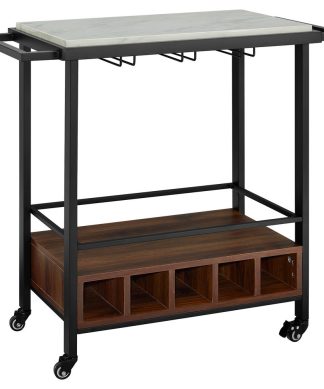 34" Urban Industrial Serving Bar Cart, White