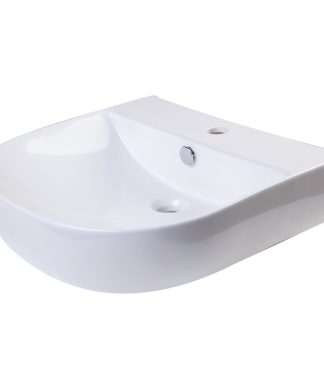 20" White D-Bowl Porcelain Wall Mounted Bath Sink