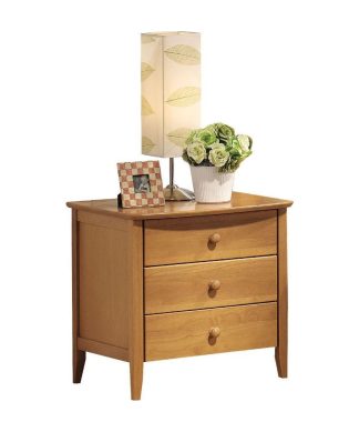 Wooden Nightstand With 3 Drawers, Maple