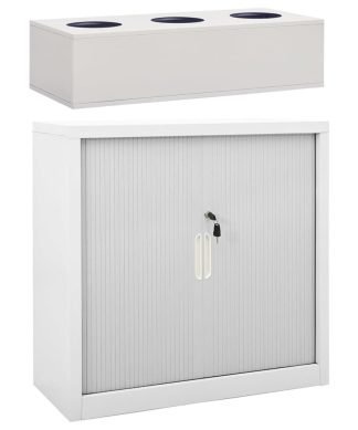 vidaXL Sliding Door Cabinet with Planter Box Gray 44.5" Steel Office Plant Pot