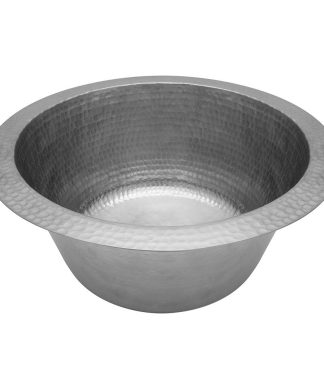 12" Round Hammered Copper Bar Sink With 2" Drain Size, Nickel