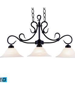3-Light Matte Black White Glass Pool Table Light