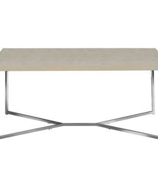2-Piece Square Coffee Table Set, White Faux Marble/Chrome