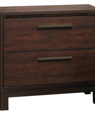 Wood Nightstand with 2 Drawers, Rustic Tobacco