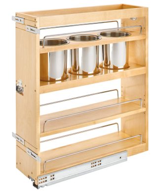 Wood Base Cabinet Utility Pull Out Organizer With Soft Close, 7.5"