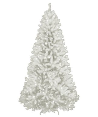 7' North Valley White Spruce Hinged Tree With Glitter and 550 Clear Lights