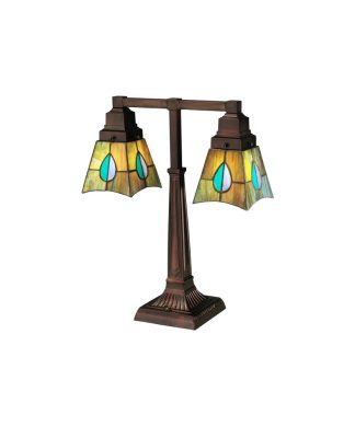 19.5H Mackintosh Leaf 2 Light Desk Lamp