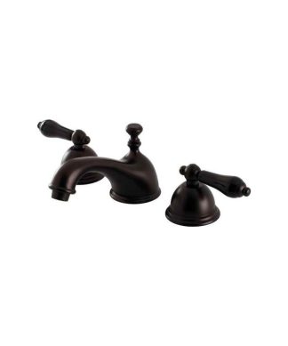 Widespread Lavatory Faucet, Black Porcelain Lever Handle, Oil Rubbed Bronze
