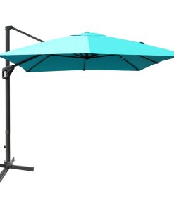 Wellfor 10'x13' Rectangular Cantilever Umbrella, 360 Rotation, Turquoise