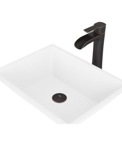 VIGO Vinca Matte Stone Vessel Bathroom Sink With Niko Vessel Faucet