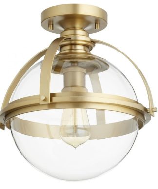 13" Meridian Ceiling Mount, Aged Brass