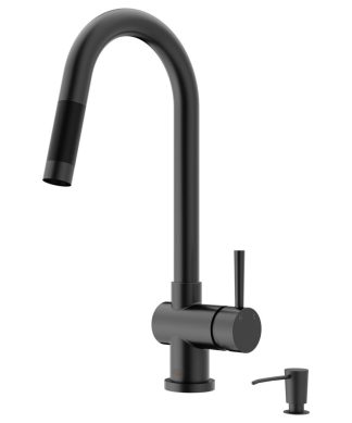 VIGO Gramercy Pull-Down Kitchen Faucet With Soap Dispenser, Matte Black