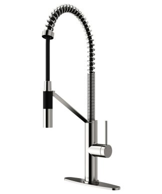 VIGO Livingston Magnetic Kitchen Faucet With cFiberTM and Deck Plate, Stainless