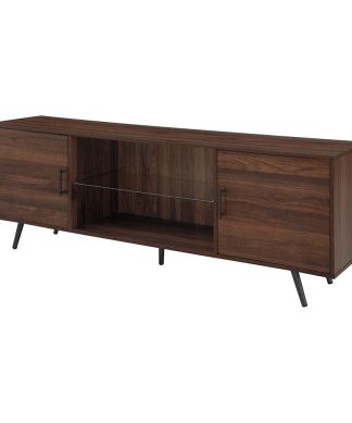 70" Mid Century Modern TV Stand, Dark Walnut