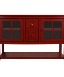 52" Wood Console Table TV Stand, Antique Red