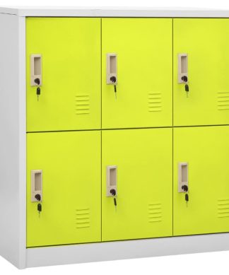 vidaXL Locker Cabinet Light Gray and Green Steel Storage Cabinet Furniture