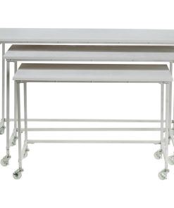 White Nesting Tables with Casters, Set of 3
