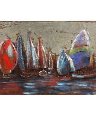 "The Regatta 2" Wall Art Primo Mixed Media Hand Painted Iron Wall Sculpture