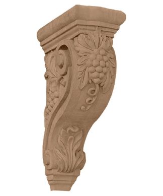 4 1/4"W x 8"D x 13 1/4"H Devon Grapes & Vines Corbel, Cherry