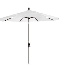11' Bronze Collar Tilt Crank Aluminum Umbrella, Natural Sunbrella