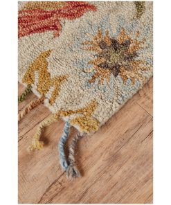 Weave & Wander Calendra Tufted Suzani Wool Rug, Beige/Green, 8'x11'
