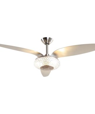 52 in Brushed Nickel Modern Crystal Ceiling Fan with 3 Blades
