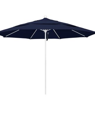11' Fiberglass Umbrella With White Frame, Navy Blue, 11'