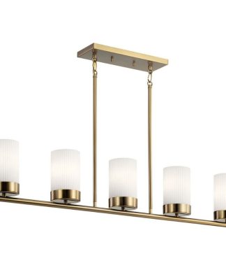 5 Light Linear Chandelier In Art Deco Style-13.5 Inches Tall and 4.25 Inches