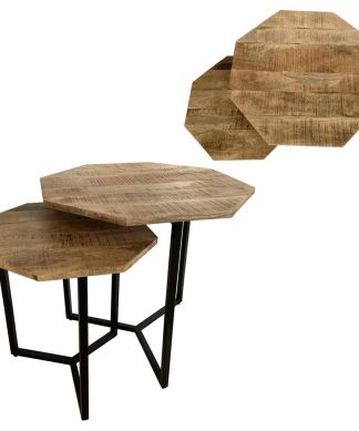 24X24X24 S/2 Nesting Mango Wood/Iron Table
