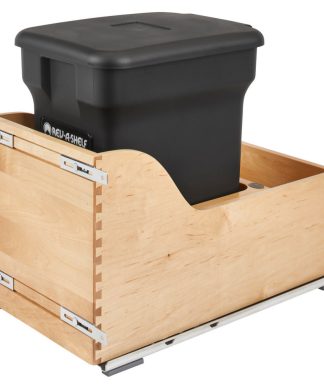 Wood Pull Out Compost Container With Soft Close, Black, 12"Wx18.5"Dx18.63"H