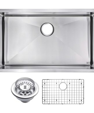 32" X 19" Small Radius Single Bowl Stainless Steel Undermount Kitchen Sink