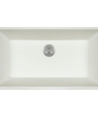 848 Large Single Bowl Quartz Kitchen Sink, White, No Additional Accessories