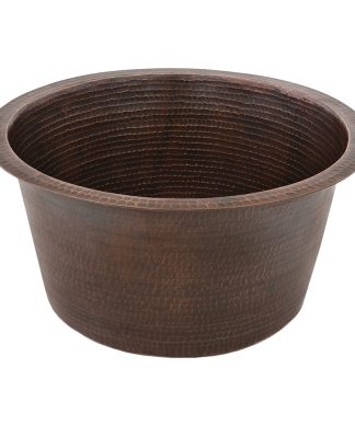 17" Large Round Hammered Copper Bar/Prep Sink, Oil Rubbed Bronze
