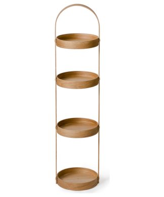 4 Tray Round Natural Oak Storage Caddy | Wireworks Mezza