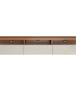 71.25 Half Floating Entertainment Center With 3 Drawers , Maple Cream /Off White