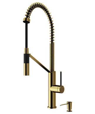 VIGO Livingston Magnetic Kitchen Faucet With Cfiber and Soap Dispenser, Matte Br