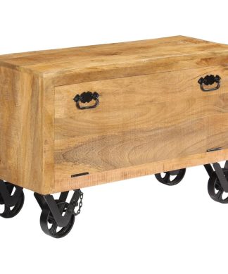 vidaXL Solid Mango Wood Shoe Cabinet Wooden Hall Shoe Box Organizers Cabinet