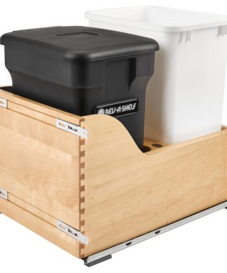 Wood Pull Out Trash/Compost Bin With Soft Close, Black, 15Wx21.75Dx20.38"H