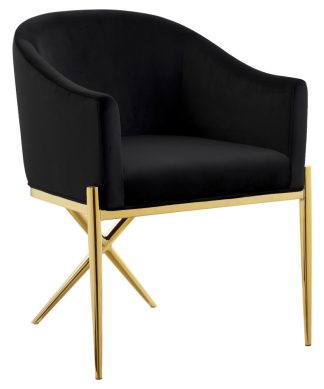 Xavier Velvet Dining Chair, Black, Gold Legs