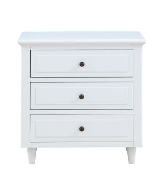 3-Drawer Nightstand Storage Wood Cabinet, White