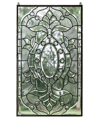 20" x 34" All Clear stained glass Beveled window panel