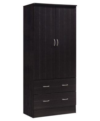 2-Doors Wardrobe With 2-Drawers, Chocolate