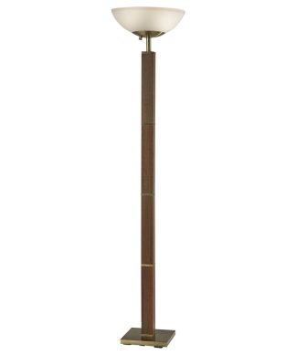 16"x16"x72.5" Antique Brass Wood 300 Watt Torchiere