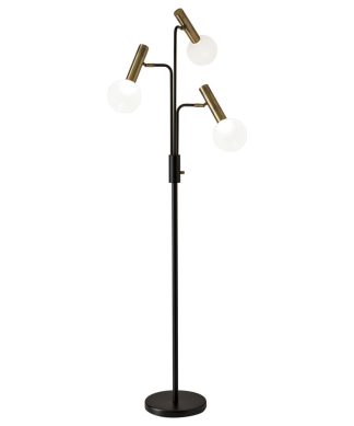27"x20"x70" Black Metal LED 3-Arm Floor Lamp